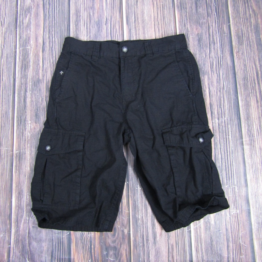 Lifted Research Group LRG Mens 28 Black Cargo Shorts 11.5" Inseam Walk‎ Pockets